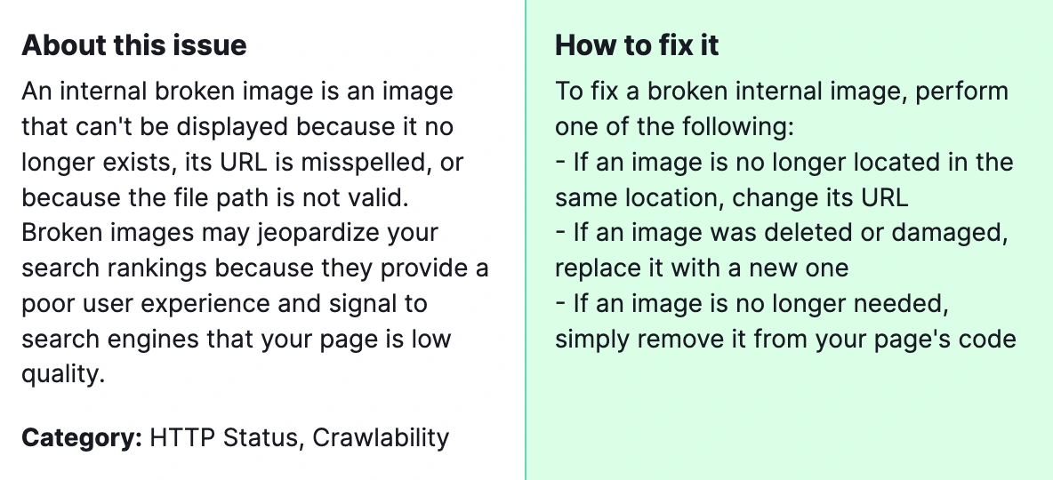 How to Fix "Internal Images Are Broken" Issue Detected by a Semrush Audit?