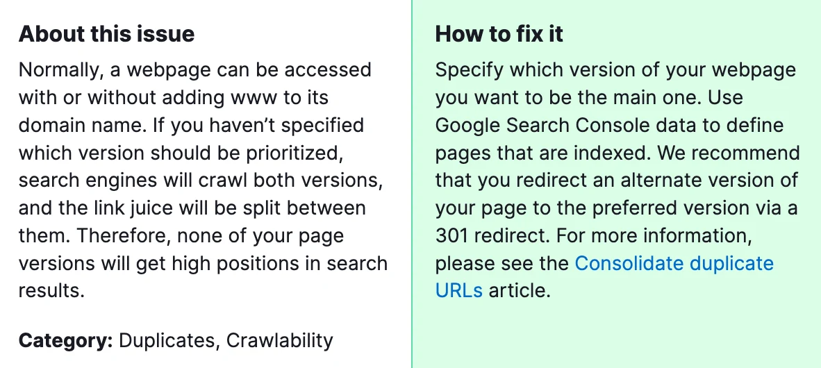 How to Fix “Pages Have a WWW Resolve Issue” Detected by a Semrush Audit?