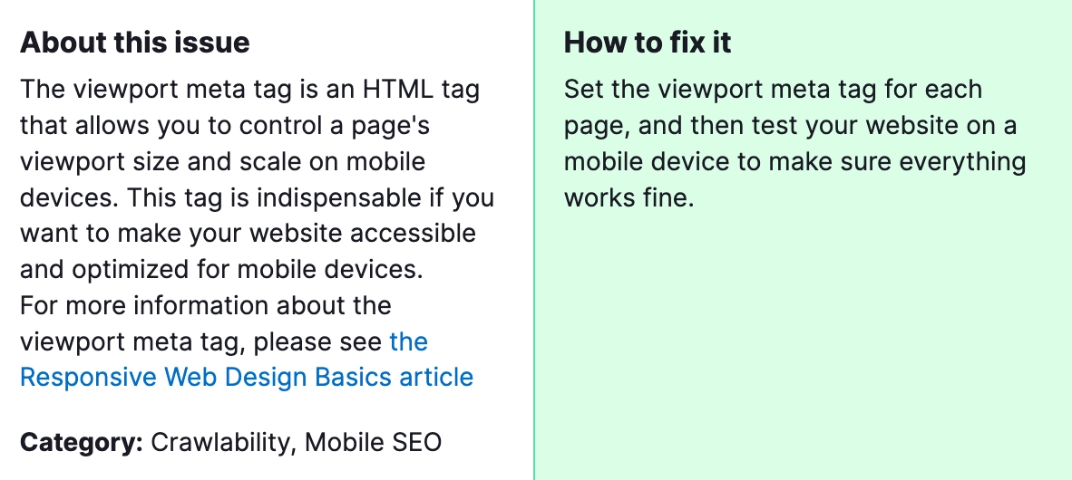 How to Fix "Pages Have no Viewport Tag" from Semrush Audit 