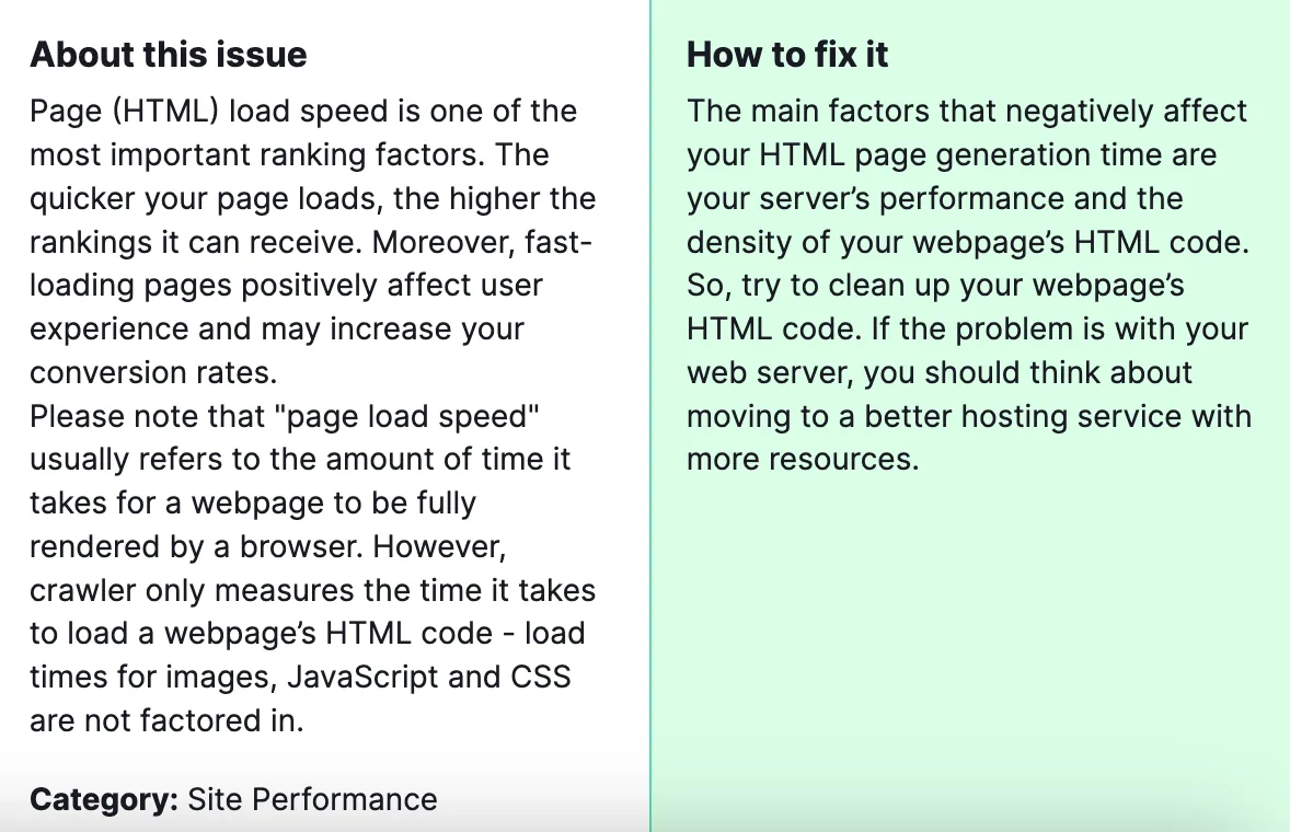 fix "Pages have slow load speed"