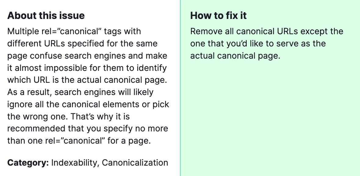 pages have multiple canonical URLs