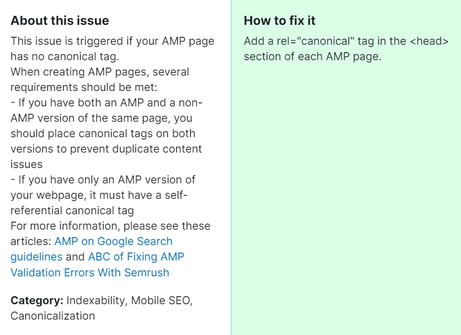How to Fix "AMP Pages Have no Canonical Tag" (Semrush Audit)