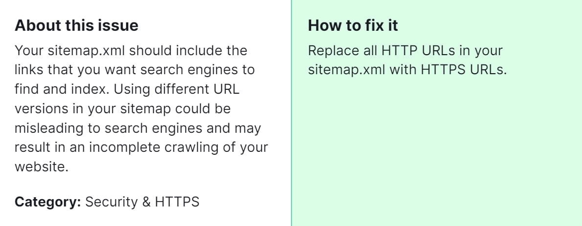 How to Fix “HTTP URLs in Sitemap.xml For HTTPS Site” Detected by a Semrush Audit
