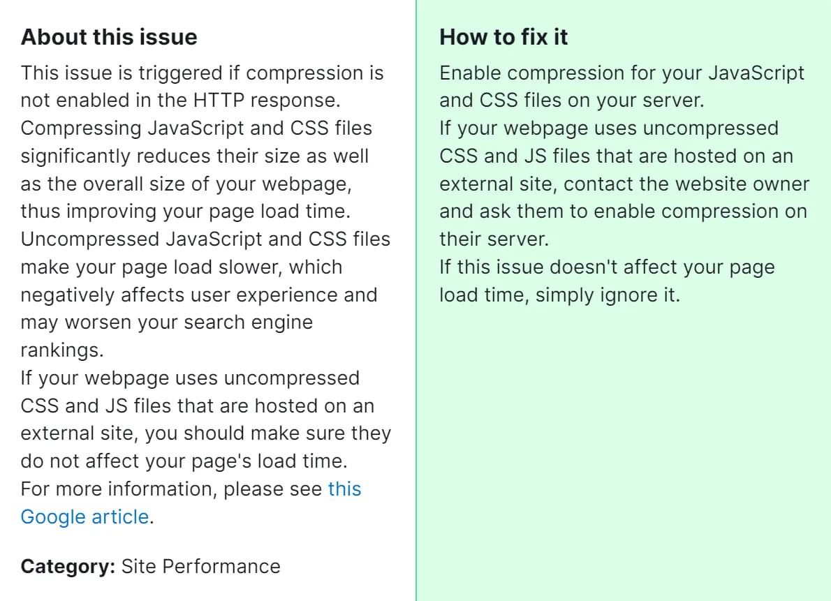 How to Fix “Issues With Uncompressed JavaScript and CSS Files” Detected by a Semrush Audit