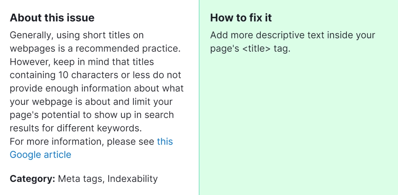 How to Fix “Pages Don't Have Enough Text Within the Title Tags" Detected by a Semrush Audit
