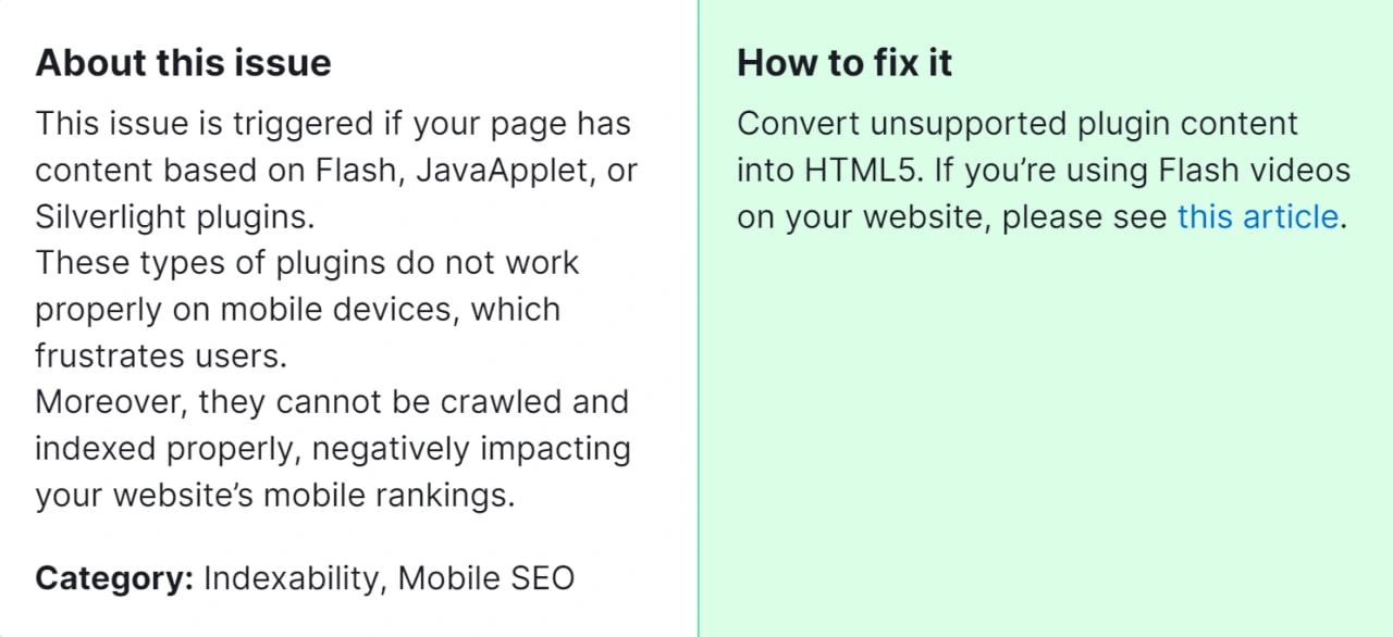 How to Fix "Pages Have Incompatible Plugin Content" Detected by a Semrush Audit
