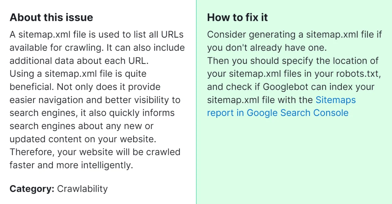 How to Fix “Sitemap.xml Not Found" Detected by a Semrush Audit