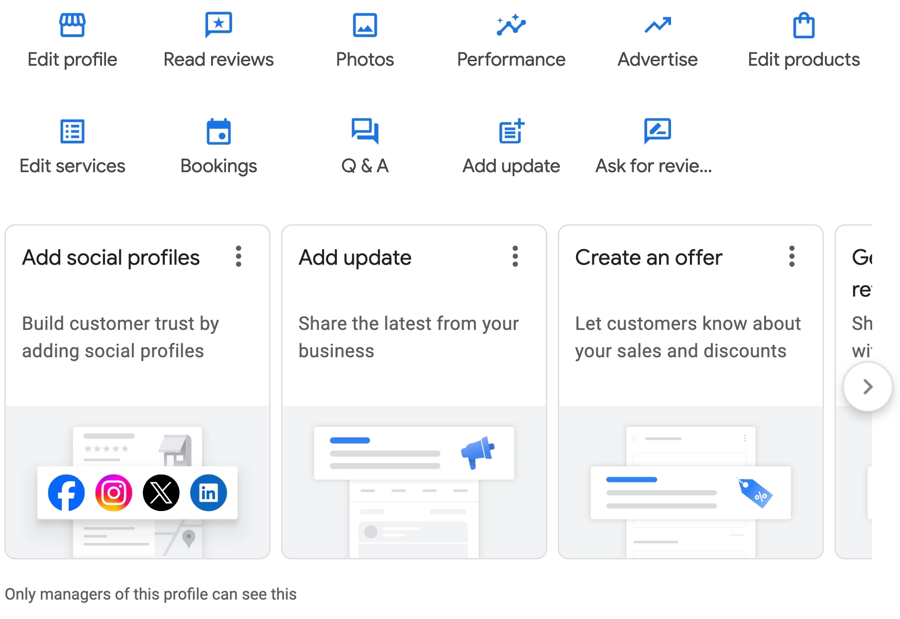 Google Business Profile Menu