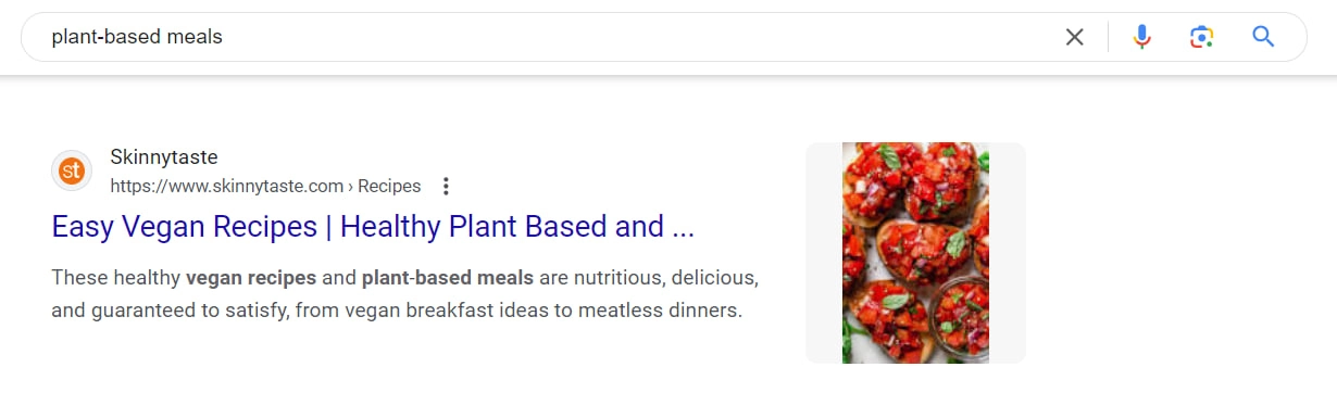 if your primary keyword is “vegan recipes,” semantically related keywords could include “plant-based meals”